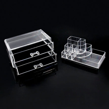 Organizador Para Cosmeticos 8 Compartimientos Y 2 Cajones  Transparente