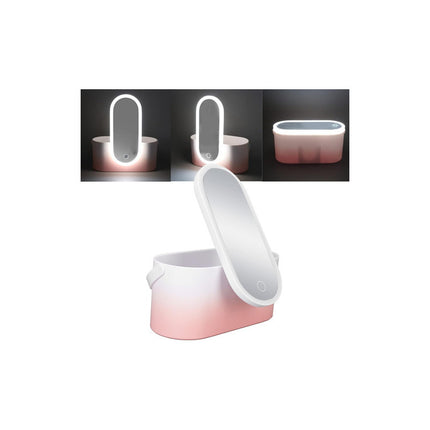 Organizador Para Cosméticos Maquillaje Con Espejo Luz Led R