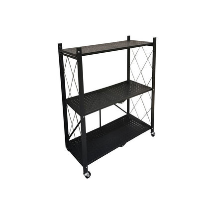 Mueble Estantería De Metal Plegable Con Ruedas 3 Estantes Nr Negro