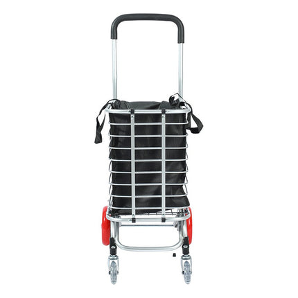 Carro Plegable Reforzado Con Bolso 4 Ruedas Negro