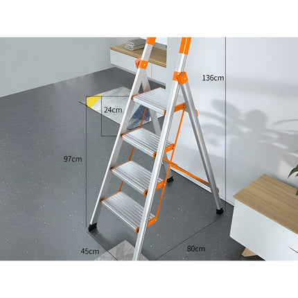 Escalera Plegable Metálica 4 Escalones Naranja V