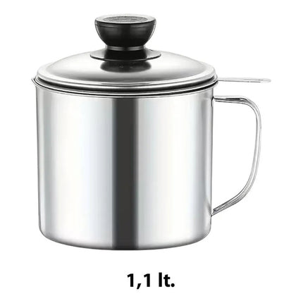 Jarra Filtro Colador Para Aceite Quita Residuos De Frituras Gris