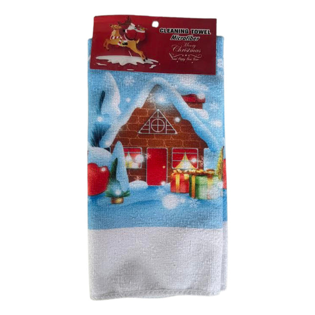 Repasador Con Diseños Navideños De Microfibra Casa Navidad