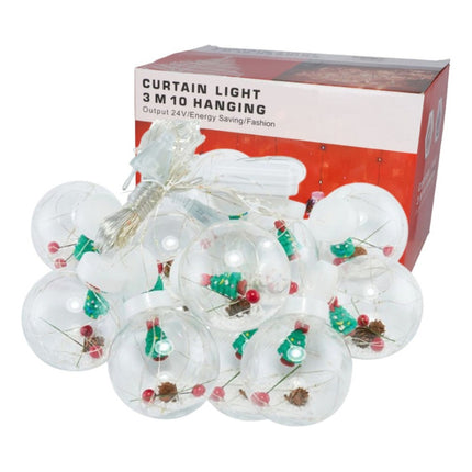 Cortina De Luz De Navidad Con Esferas Navideñas X 10pcs 3 M X