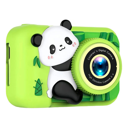 Camara De Fotos Digital Infantil Recargable Oso Panda Verde Verde Lima