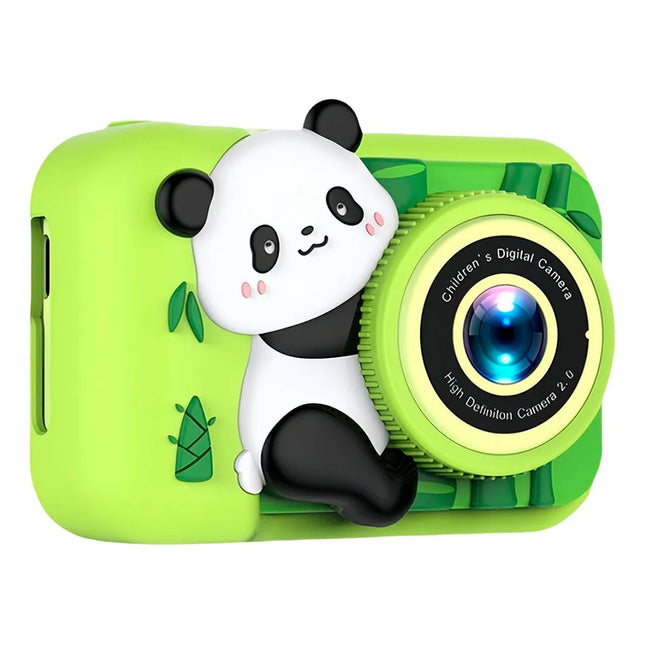 Camara De Fotos Digital Infantil Recargable Oso Panda Verde Verde Lima