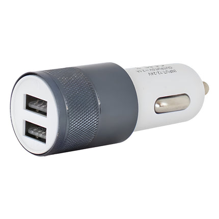 Cargador Auto  Adaptador  12v 2 Usb 2.1/1.2a Blanco