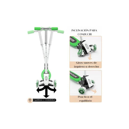 Tripatin Monopatin  Scooter Plegable Aluminio Liviano Verde