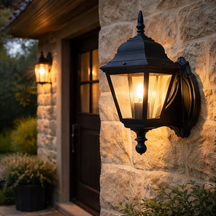 Farol De Aluminio Para Exteriores Colonial  Cep00926 Negro
