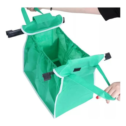 Bolsa De Compra En Supermercado Tela Tnt 27x37x36cm Verde