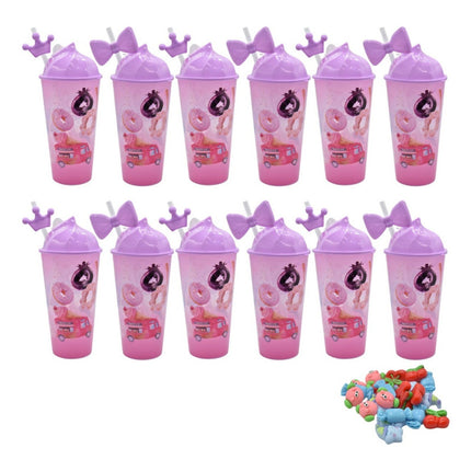 Vaso Con Tapa Y Sorbito 600 Ml X 12 Unidades Varios Vaso