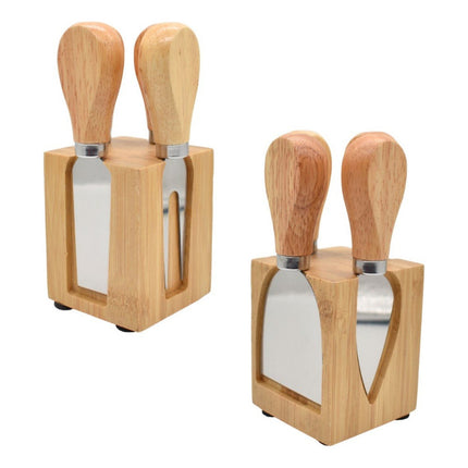 Cuchillos Para Quesos Con Soporte Magnético Madera