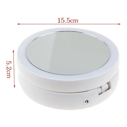 Espejo Redondo Luz Led Maquillaje Doble Plegable