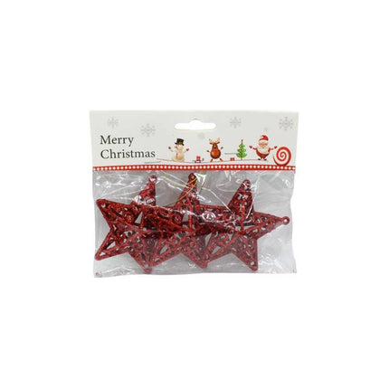Adorno De Navidad Colgante Con Brillos X 3. Rojo Ccm00746 Rojo