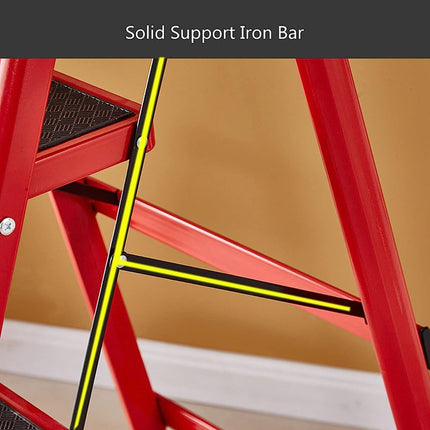 Escalera Plegable Roja Con 6 Escalones Anchos Antideslizante Rojo