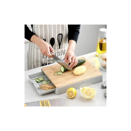 Tabla De Picar Cortar Con Depósito Tabla Madera Cocina V