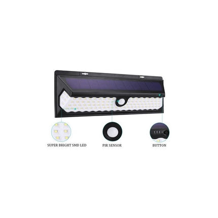 Foco Exterior Led Con Sensor Recarga Solar A Batería 88 Led Blanco Frío