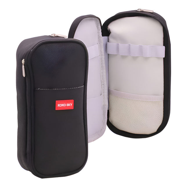 Cartuchera Doble Compartimiento Y Cierre Negro Negro