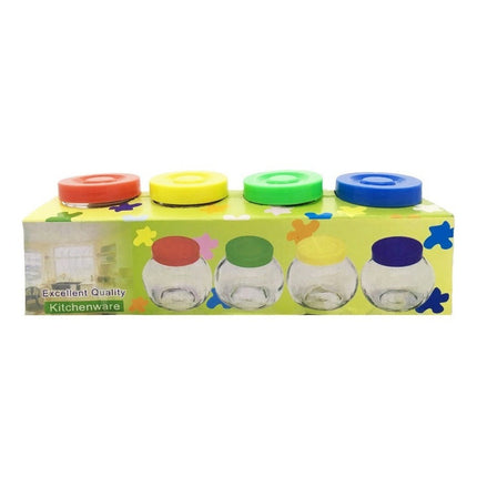 Frascos X4 C/tapas De Colores