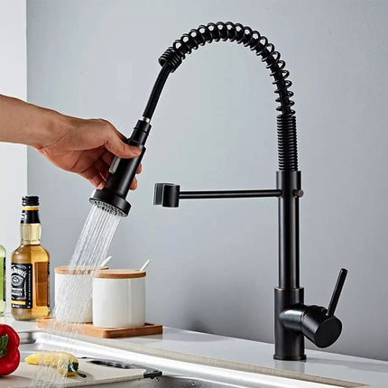 Canilla Monocomando Pico Flexible Extensible Cocina Mesada  Negro Mate