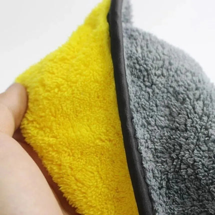 Paño En Microfibra Gruesa Lavado Secado Auto 60 X 30 Cm Amarillo Y Gris