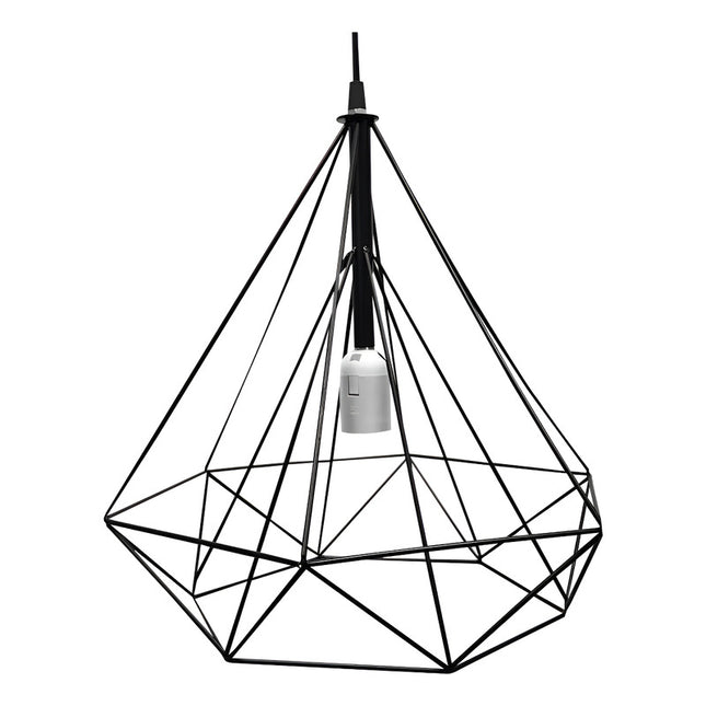 Lampara Colgar Vintage Jaula Metalica Negra Lh2313