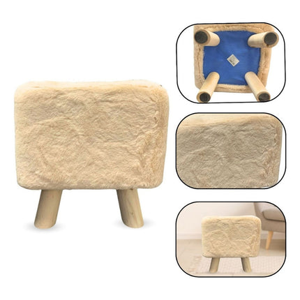 Banco Puff Cuadrado Con Patas De Madera 30x30cm