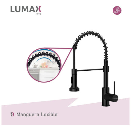 Canilla Monomando Lavaplatos Flexible Griferia Negro Negro