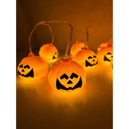 Guía De Luces Calabaza 2mts Para Decoración De Halloween Naranja