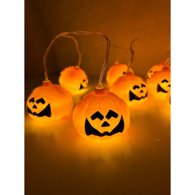 Guía De Luces Calabaza 2mts Para Decoración De Halloween Naranja