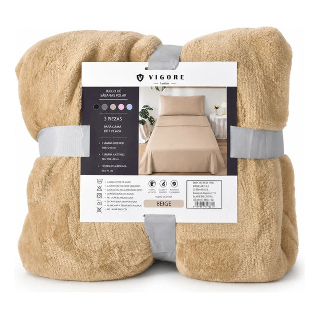 Juego De Sabanas Polar 2 Plazas Beige