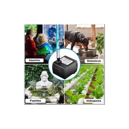Motor Bomba Para Fuentes De Agua Y Luz Led Multicolor  Negro