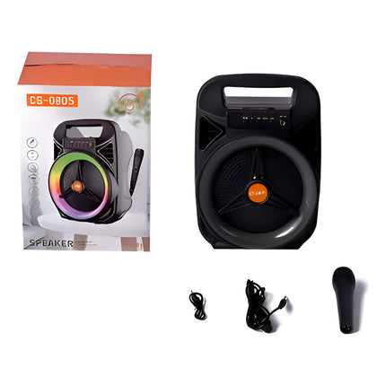 Parlante Bluetooth De 8  Con Led Y Micrófono Cs-0805 Negro