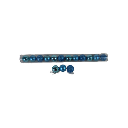 Bolas De Navidad 7cm  X12 Unidades Tubo Ccm00243 Azul