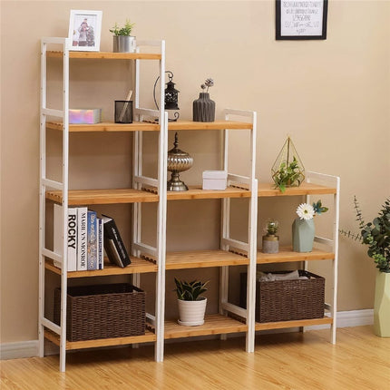 Estanteria 3 Tablas 45x32x80 Cm Bamboo Con Blanco Blanco