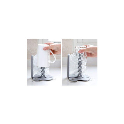 Lava Vasos Tazas Doble Cepillo Manual Con Ventosas