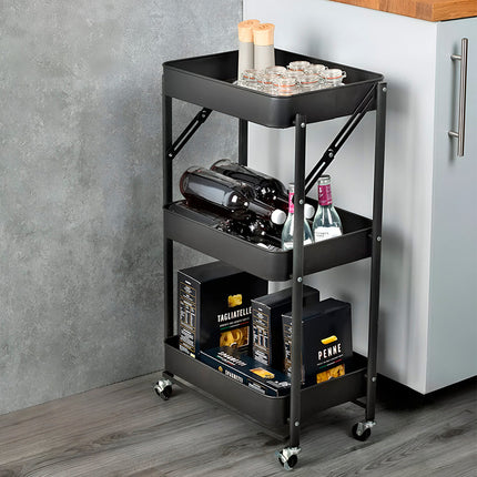 Organizador Plegable Carro 3 Estantes Con Ruedas Hasta 80 Kg