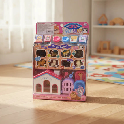 Mini Casa De Mascotas Con Accesorios Ty368132a Rosa