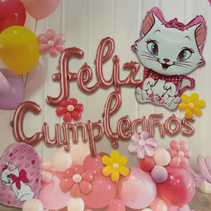 Kit De Cumpleaños De Gata Mariet Globos Y Decoracion