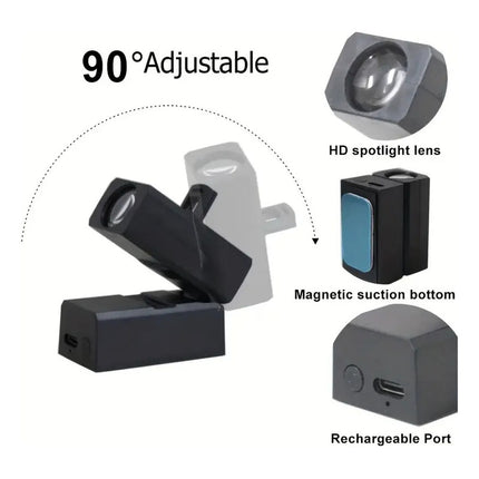 Mini Proyector Veladora Led Recargabe Tierra Luna Usb-c Negro