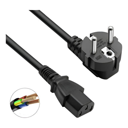 Cable Poder Corriente Schuko Largo 1,5m Monitor Pc Impresora Negro