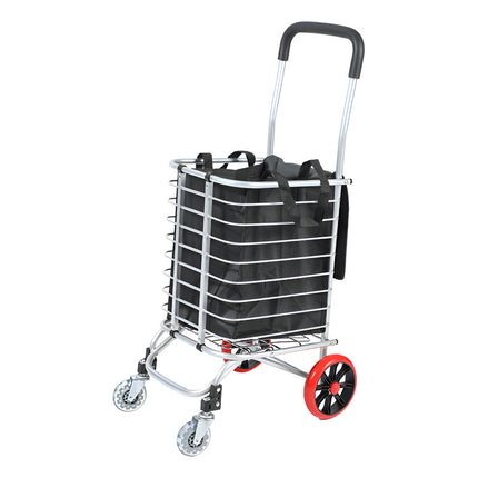 Carro Plegable Reforzado Con Bolso 4 Ruedas Negro
