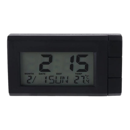 Reloj Con Termometro Dia Y Hora  Para Auto Con Luz  Negro Azul (retroiluminado) Negro
