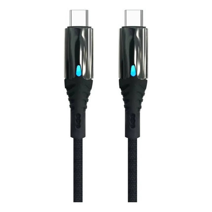 Cable Reforzado De Carga Rapida  C-c Luz Led Negro