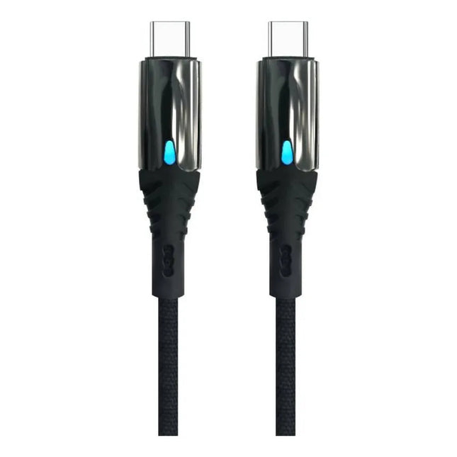 Cable Reforzado De Carga Rapida  C-c Luz Led Negro