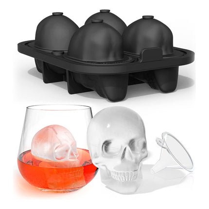 Hielera Silicona X4 Cubitos Diseño Calavera Negro