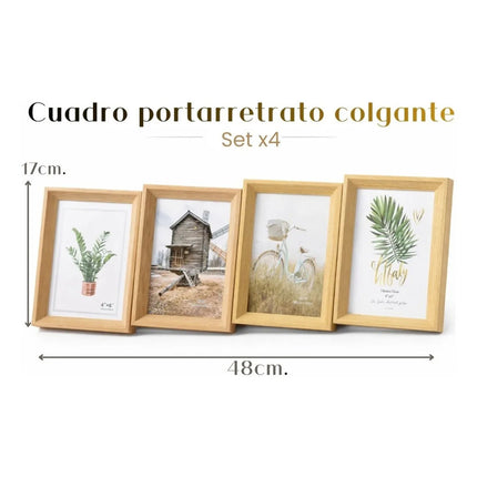 Cuadro Portarretrato Colgante Escalonado Set X4 Marrón