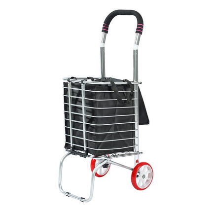 Carro Plegable De Compra Bolso Y 2 Ruedas Rojas Negro