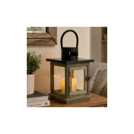 Farol Decorativo Rústico De Madera Y Metal Cgf01263 Marrón