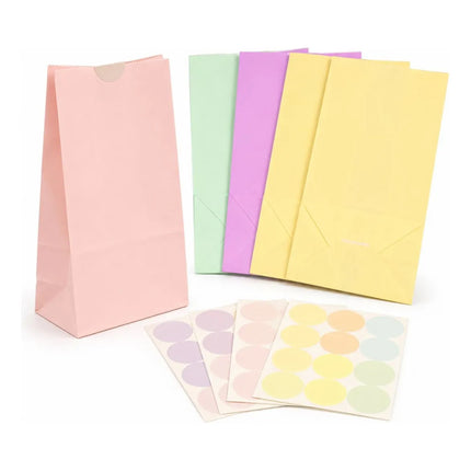 Bolsitas De Papel Pastel Con Stickers X50 Unidades Varios